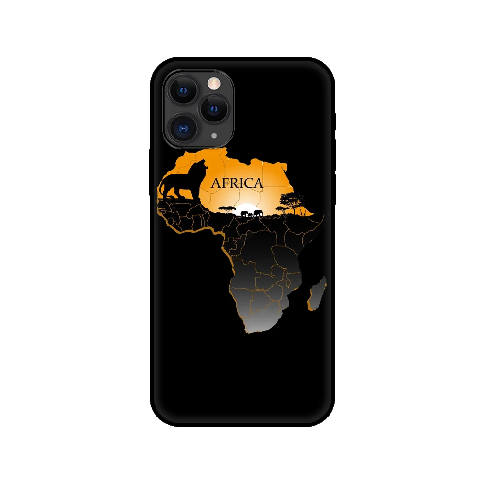 black tpu case for iphone 5 5s se 6 6s 7 8 plus x 10 cover for iphone xr xs 11 pro max case africa map geography free global shipping