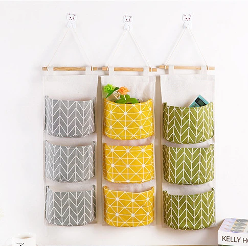 

Тканевая сумка для хранения с 3 ячейками, подвесная карманная сумка для хранения, настенная многослойная Сумка для хранения, сумка для хране...