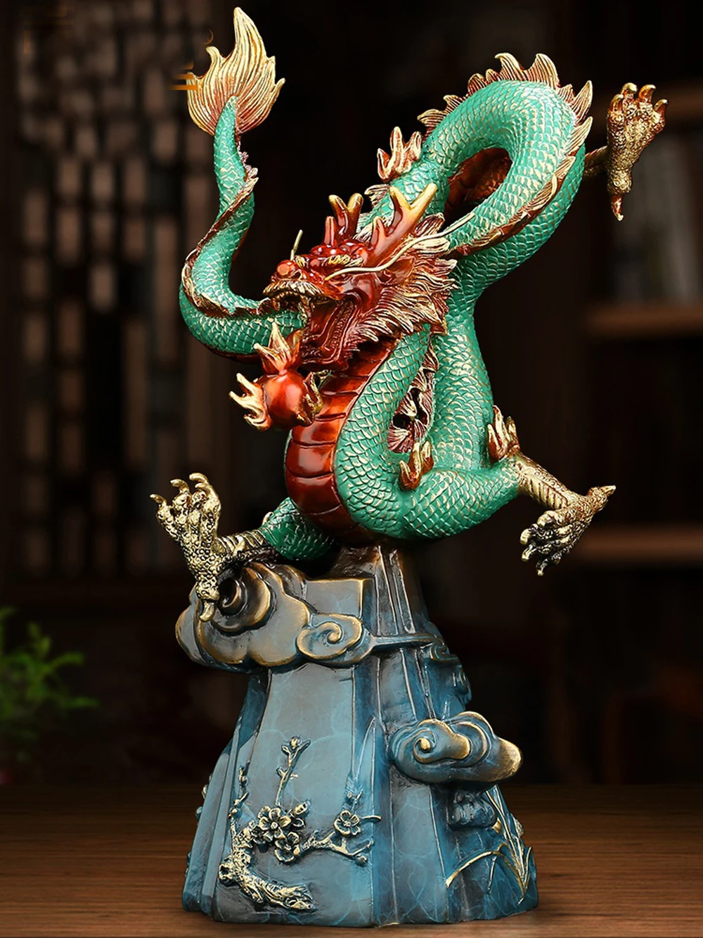 

2021 High Grade Good Luck Wealth Royal Dragon Bronze Sculpture Statue HOME OFFICE BAR CLUB Decoration Bring Wealth Money Decor