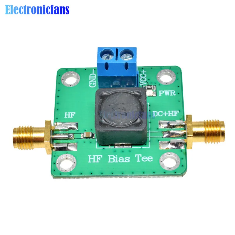 RF Microwave HF Bias Tee 50K-60MHz DC offset Feeder For RF Short Wave RTL SDR LNA HAM Radio Amplifier Antenna 33mmx33mm
