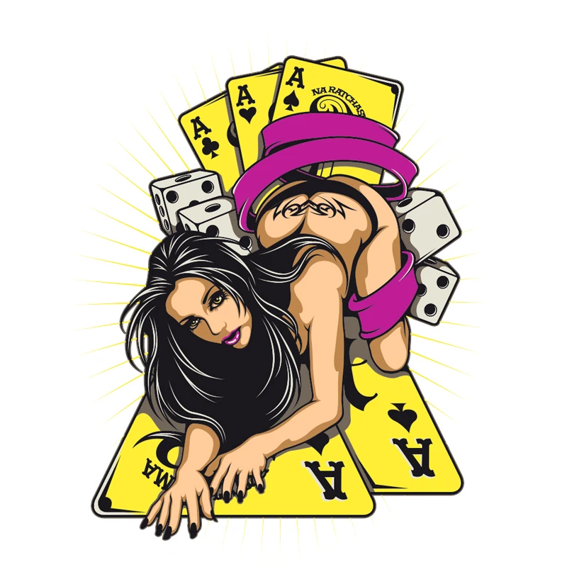 

Car Sticker Poker and Sexy Woman Game Decal Personality Creativity Motorcycle Cover Scratches PVC,12cm*16cm