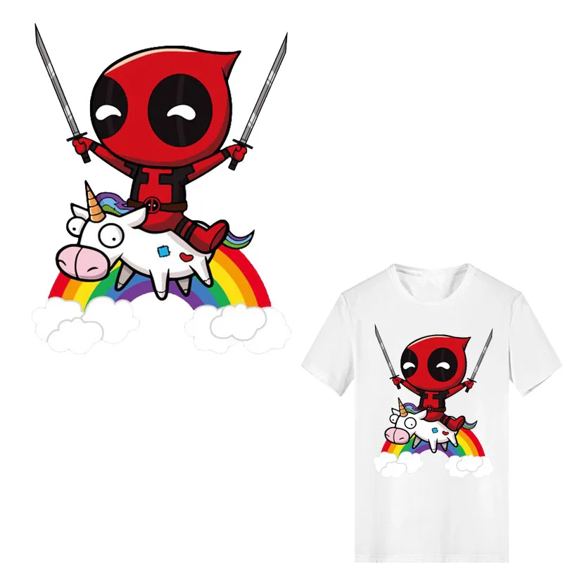 

Cartoon Unicorn Patch Iron-on Transfers Rainbow Stickers for Girl Clothing DIY Applique Heat Transfer Vinyl Stripes on Clothes