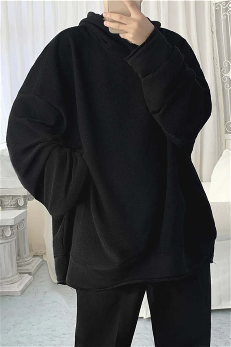 Молодежный популярный Свободный пуловер повседневный однотонный свитшот с