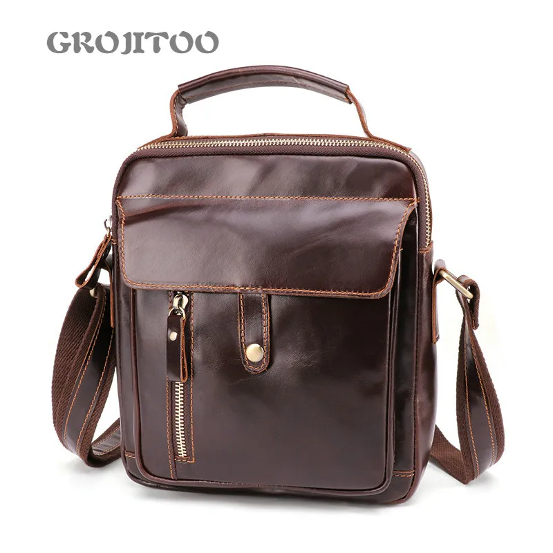 GROJITOO New leather men's bag leisure fashion men's shoulder bag multi functional business portable bag for man