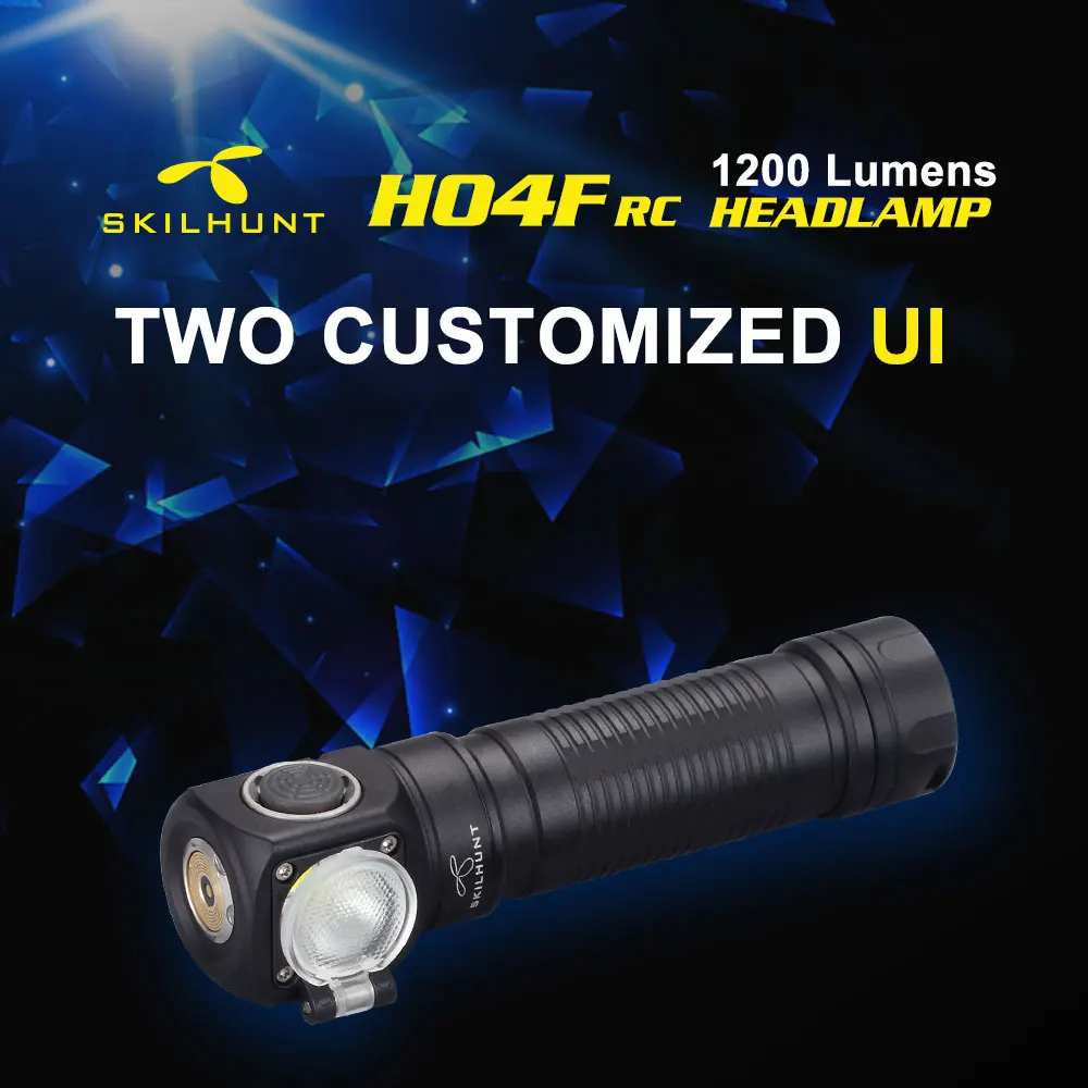 Skilhunt H04 H04R H04F RC 1200 люмен два пользовательских UI USB Магнитный перезаряжаемый светодиодный фонарик Охота Кемпинг+ повязка на голову