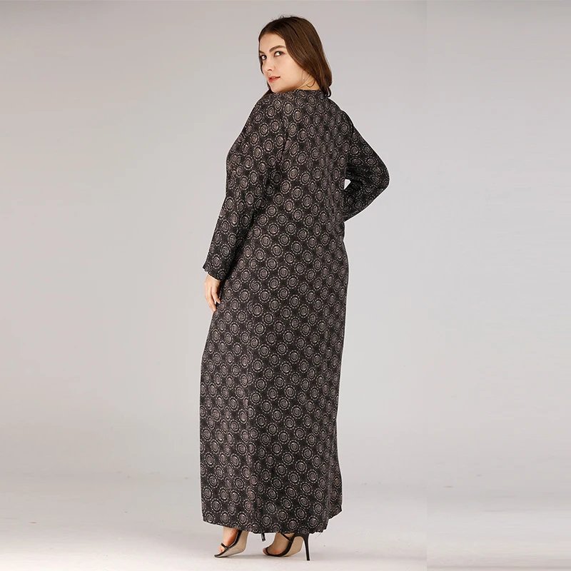 Женское платье с длинным рукавом круглым вырезом и вышивкой|Мусульманская