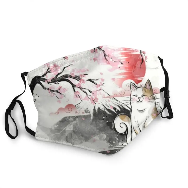 

Маска для лица Sakura Cat, неодноразовая маска для взрослых с цветком вишни, Пылезащитная маска против смога, респиратор, маска для рта