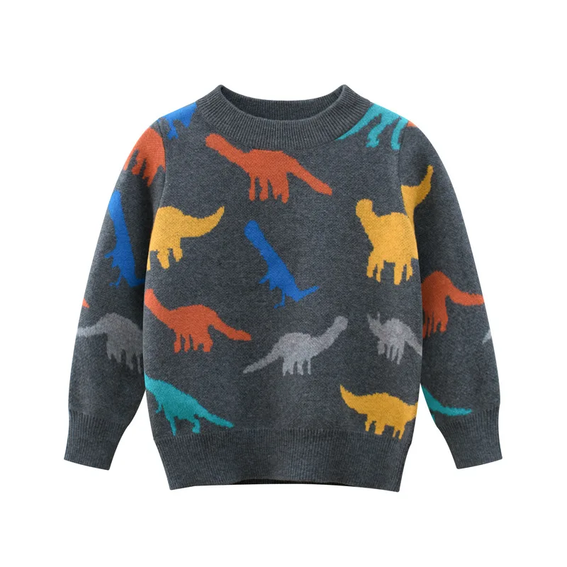 2022 Spring Autumn Kids Thin Sweater Boys Girls Clothes Cute Dinosaur Cartoon Cotton Long Sleeve Kids Baby Sweatshirts 1-9 Years