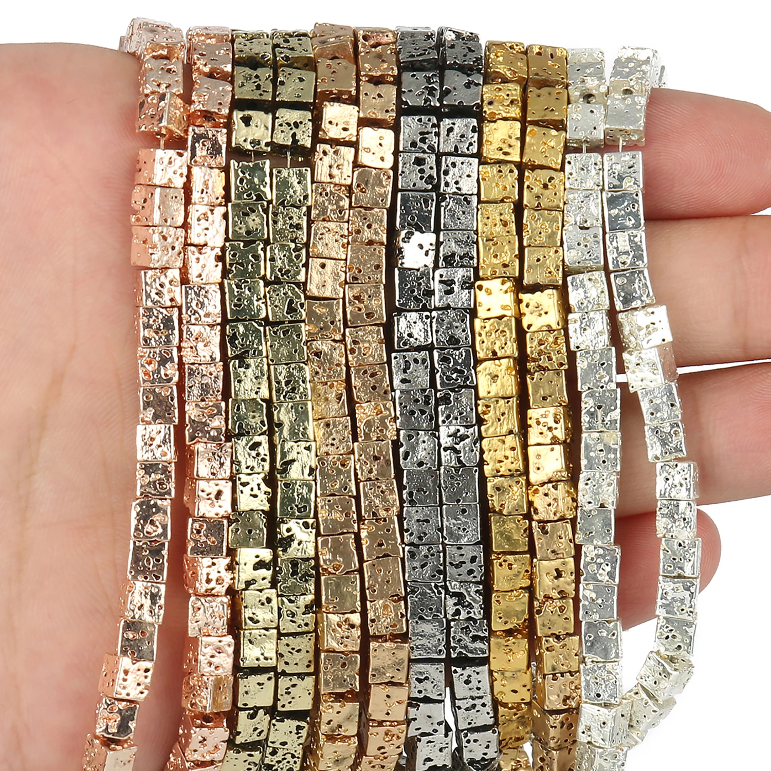 

Бусины Из Натурального минерала, 4 мм, куб из вулканического камня