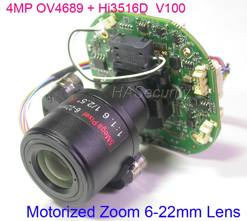 4MP H265 / H264 моторизованный зум и фокусный объектив 6 22 мм 1/3 дюйма Φ + Hi3516 плата модуля