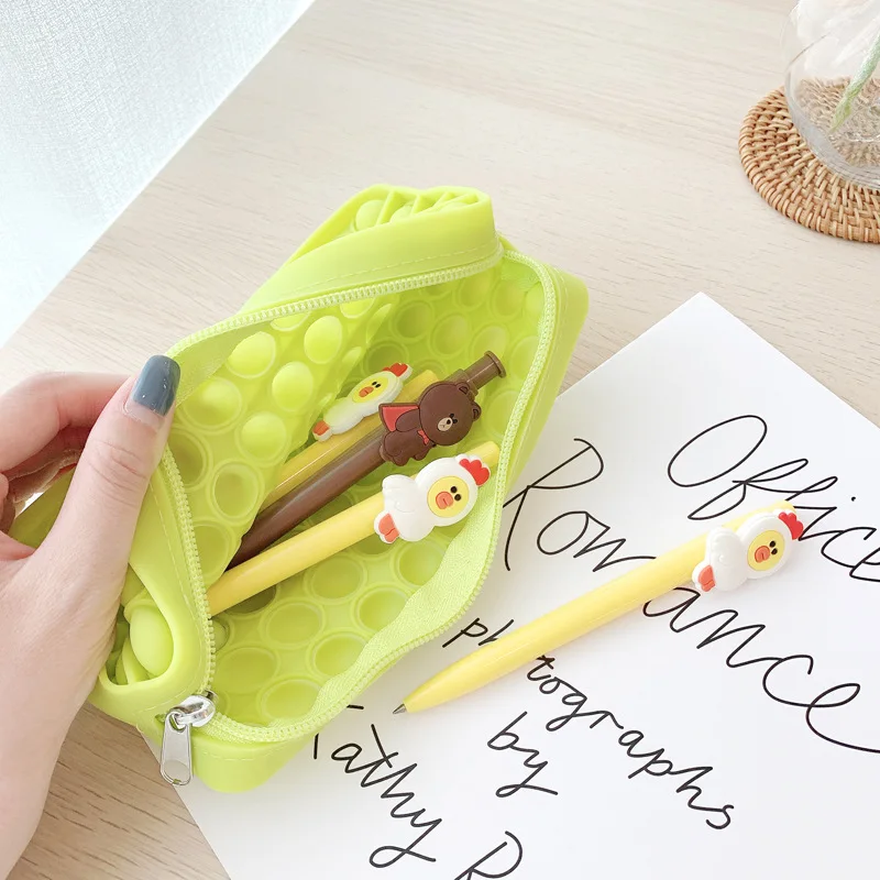 

New Children Pencil Case Stationery Women Wallet Bag Fingertip Toy Pop Its Decompression Toys Kid Gifts Boy And Girl Squishies