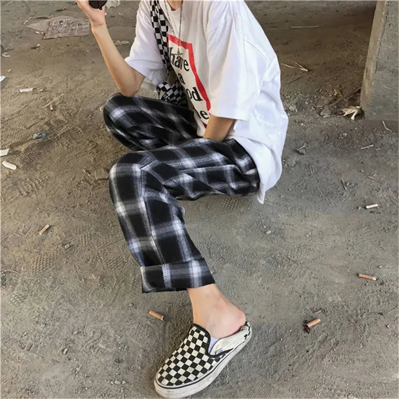 

Plaid Mori Girl Cool Print Harem Trousers Fashion Casual Hip Hop Pants Women Fashion Japan Pants Summer Women Harajuku Pants