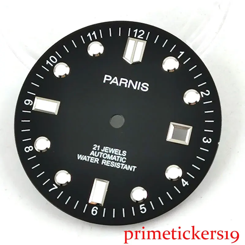 

33mm PARNIS watch black dial fit 2836 2824 2813 3804 miyota 82 sries movement