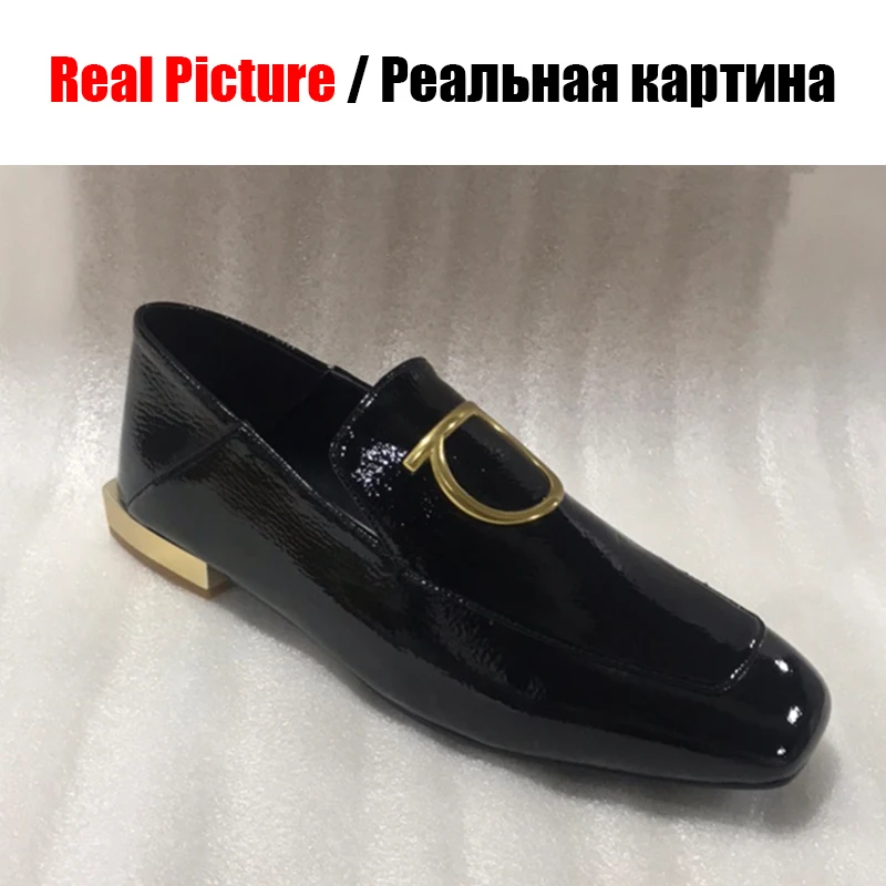 KARINLUNA/Новинка года; брендовые лоферы из коровьей кожи без застежки; женские повседневные офисные туфли на плоской подошве; сезон весна-осень; Цвет Черный; большие размеры 33-40