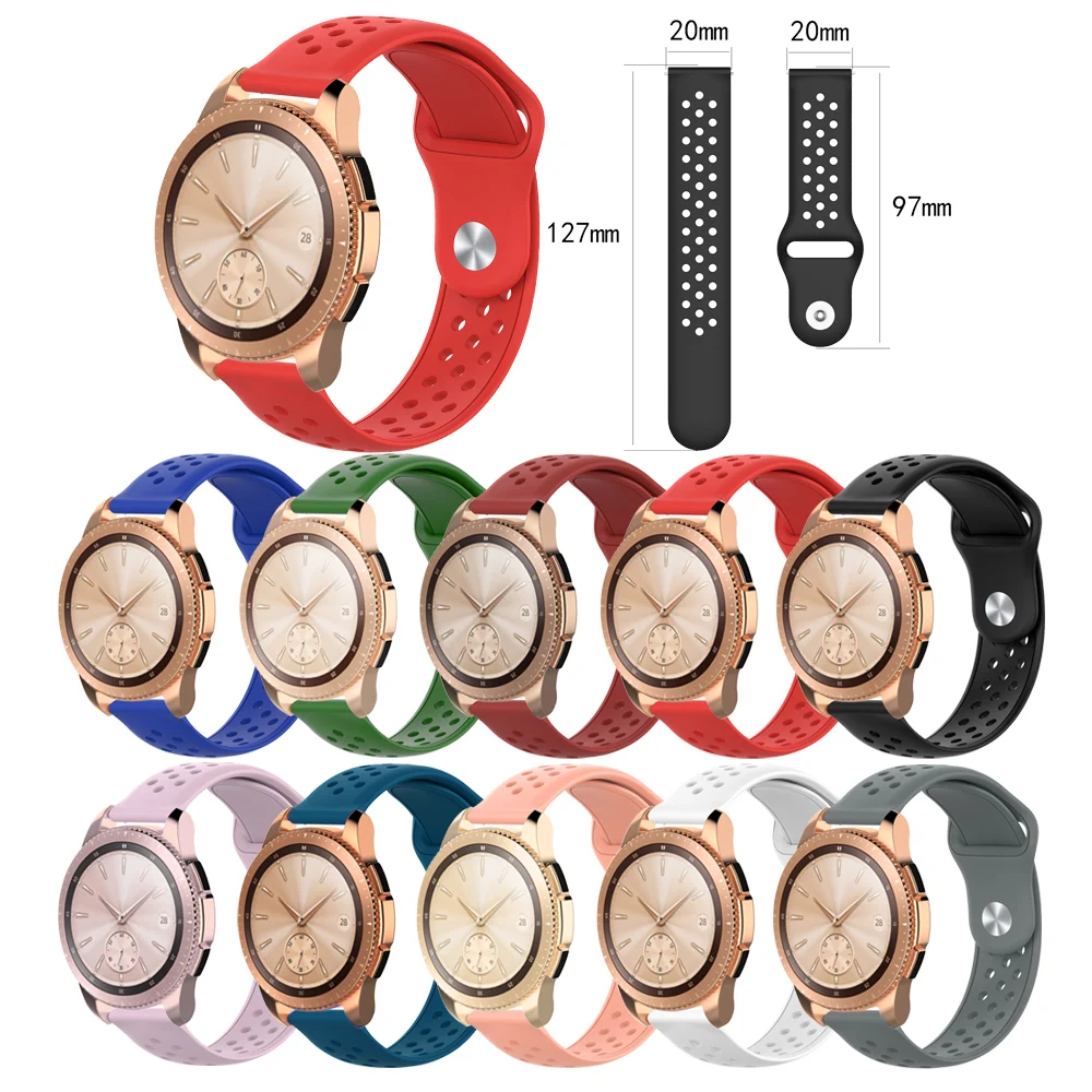 Спортивный 20 мм силиконовый браслет для samsung Galaxy Watch Active band/браслет для Garmin Vivoactive 3 Forerunner 245 245M