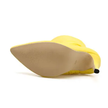 Обувь с леопардовым принтом Женские красные Стрейчевые сапоги острым носком