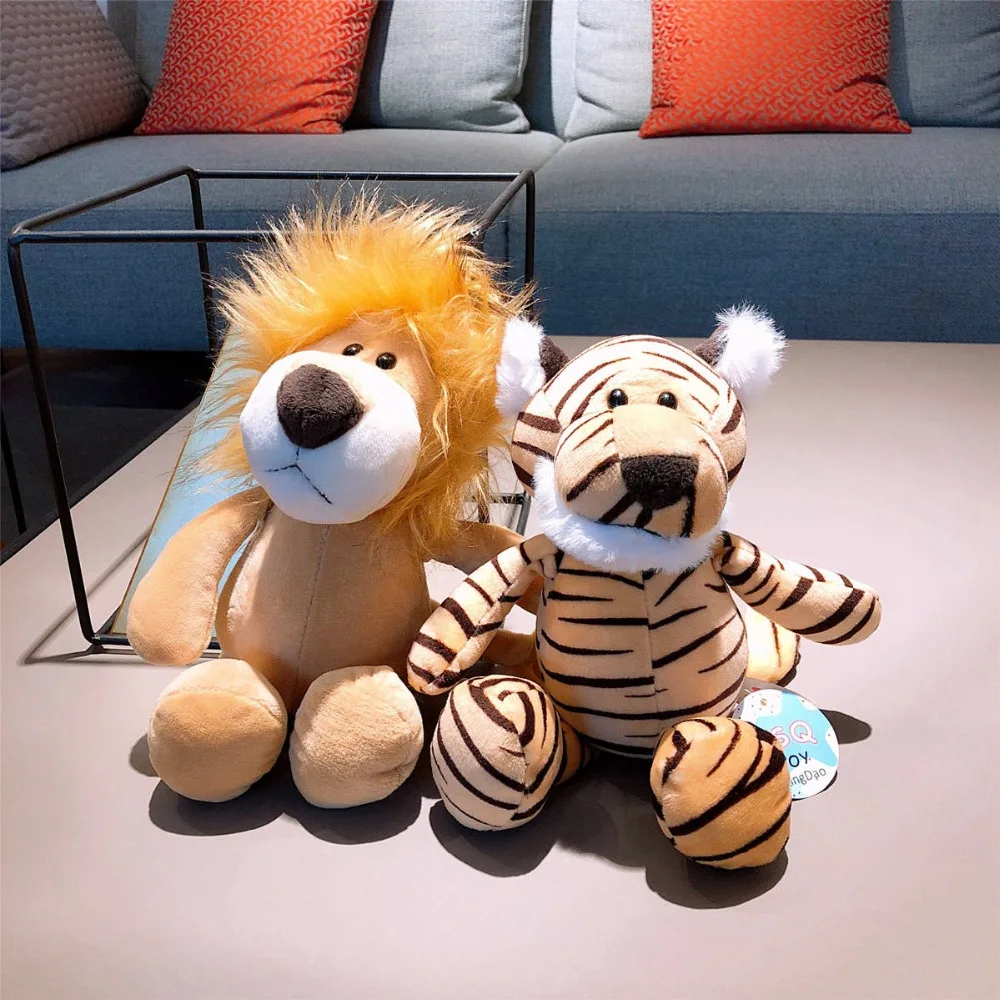 Милые плюшевые животные 25 см игрушки слон жираф енот лиса Лев тигр обезьяна