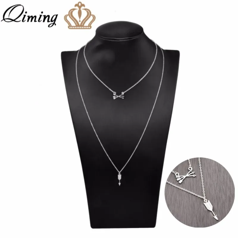 QIMING со стрелками на длинной цепочке Женские многослойные женский подарок