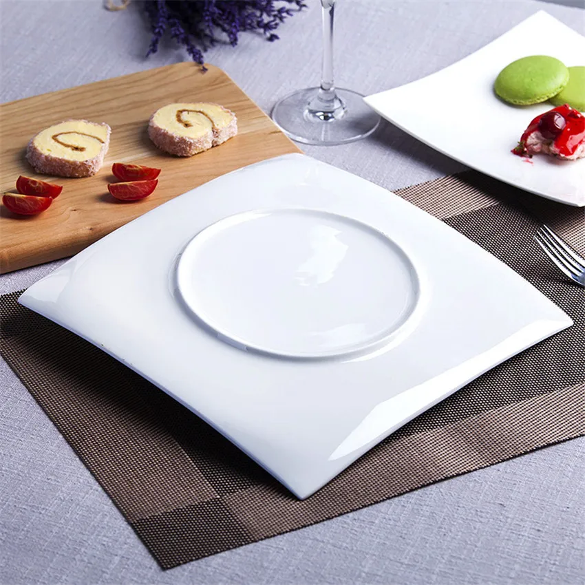 

Nordic Simplicity Western Dinner Plates White Square Dishes Dessert Tray Pasta Creative Kitchen Dinnerware Sets