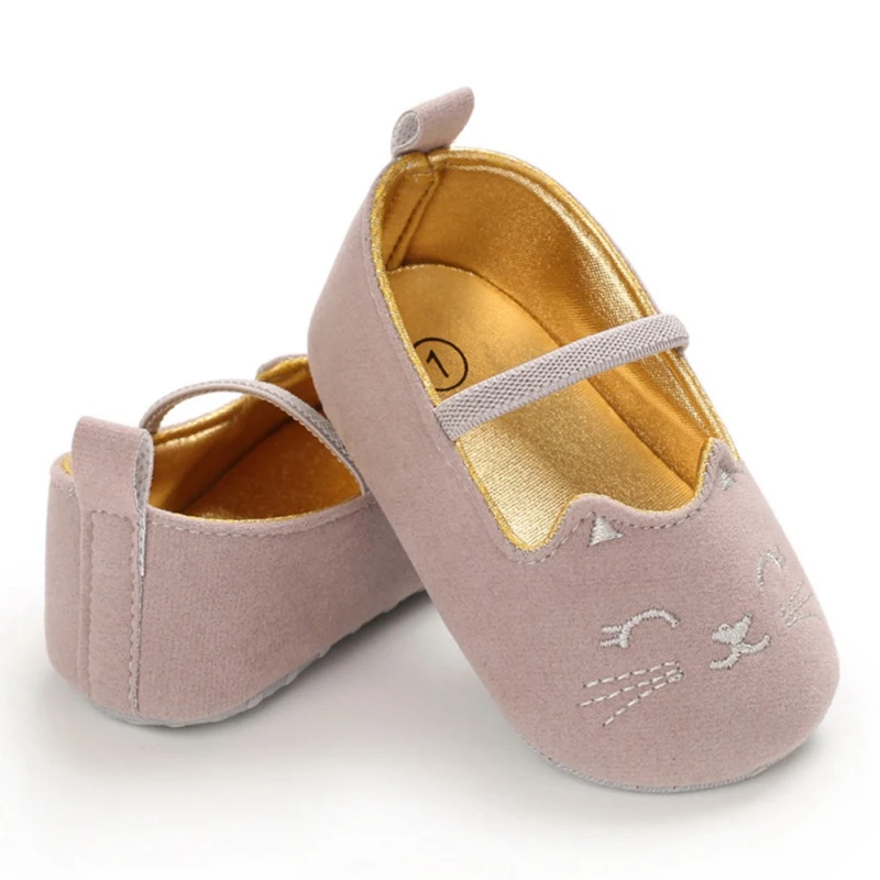 

Baby Girl Cute Cat Moccasins Shoes Princess Soft Soled Non-slip Sneakers Crib Shoes PU Leather Casual First Walker Shoes