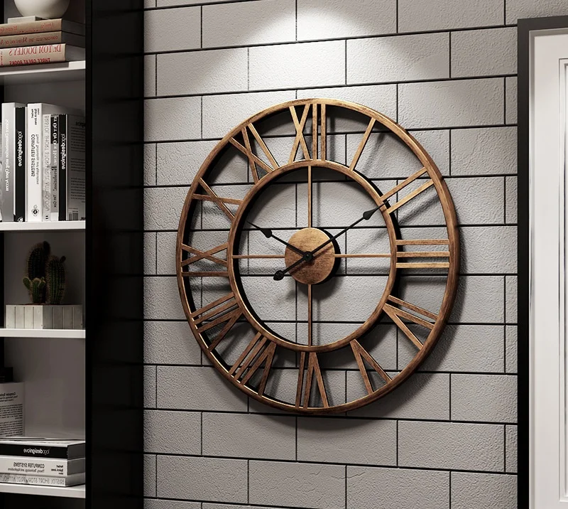 Хит продаж железные бесшумные настенные часы простые часы-бар в гостиной