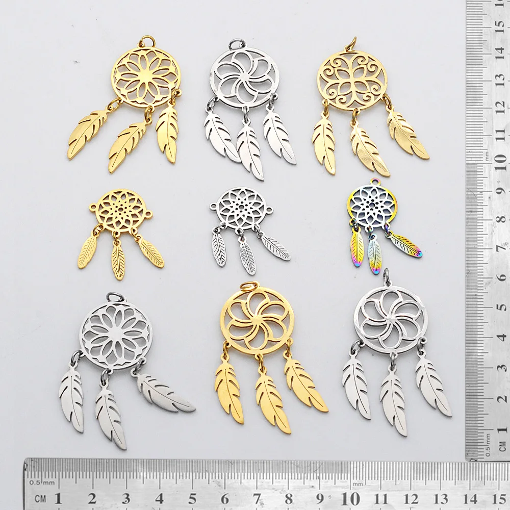 

10pcs/lot Mix Designs Stainless Steel Boho Dream Catcher DIY Jewelry Charms Connector Wholesale Never Fade Top Quality