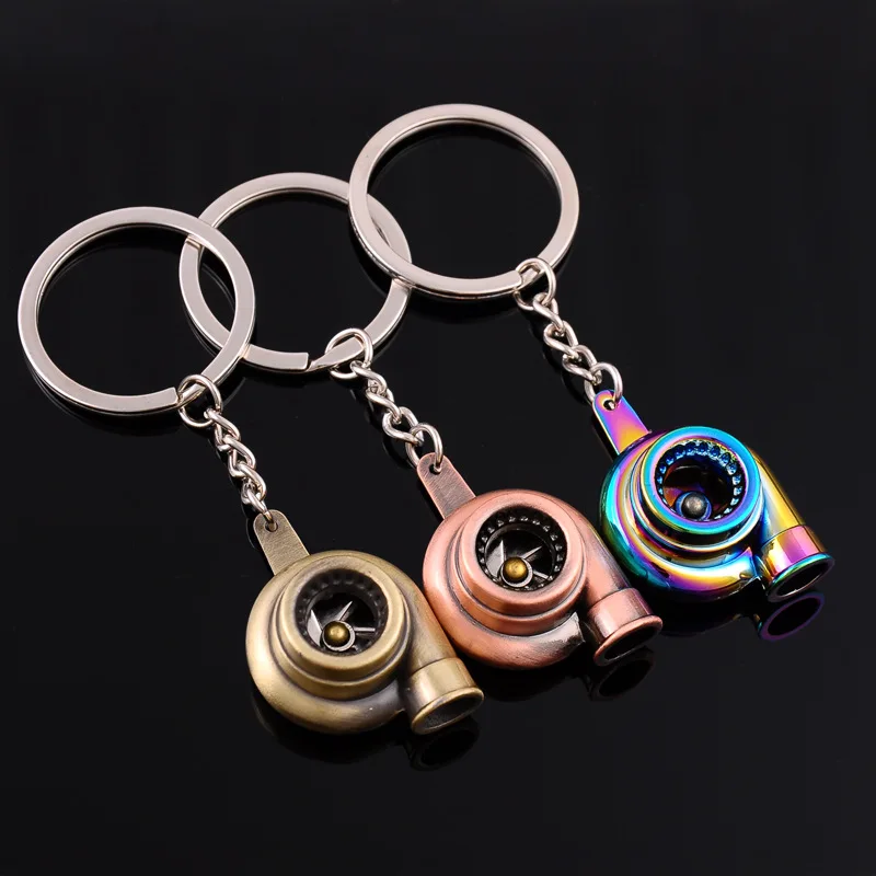New Mini Turbo Turbocharger Keychain LED Light Spinning Turbine Key Chain Ring Keyring Keyfob Car Брелок Llavero | Автомобили и