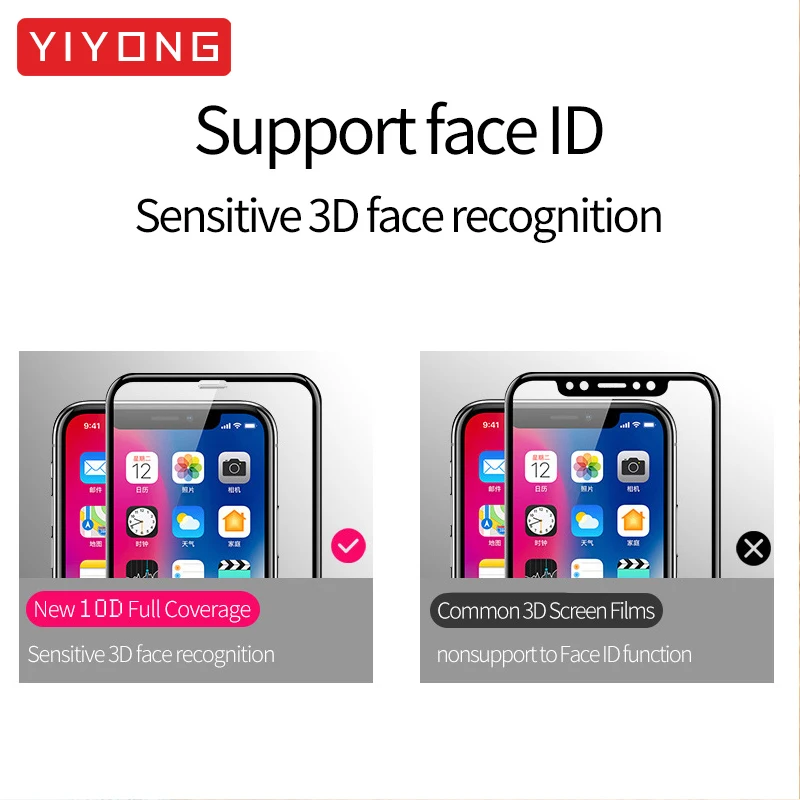 Закаленное стекло YIYONG 10D с полным покрытием для iPhone 11 Pro Max X XR XS Защита экрана 12 Mini |
