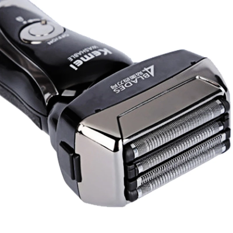 Моющаяся электронная бритва Kemei с 4 лезвиями триммер для усов и бороды Kemey