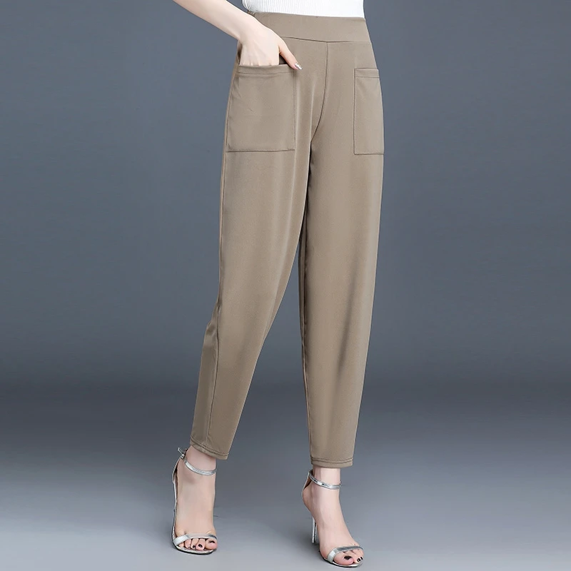 

Summer High Waist Pants For Women Plus Size Harem Pants Women's Office Ladies Trousers Woman Khaki/Black Wide Leg Pants
