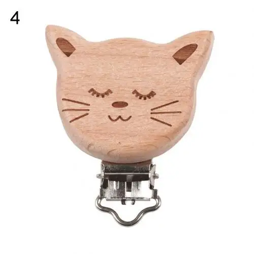 Cat Мультфильм животных деревянные детские соски клип цепь игрушка DIY молярный Прорезыватель аксессуары - Цвет: Cat