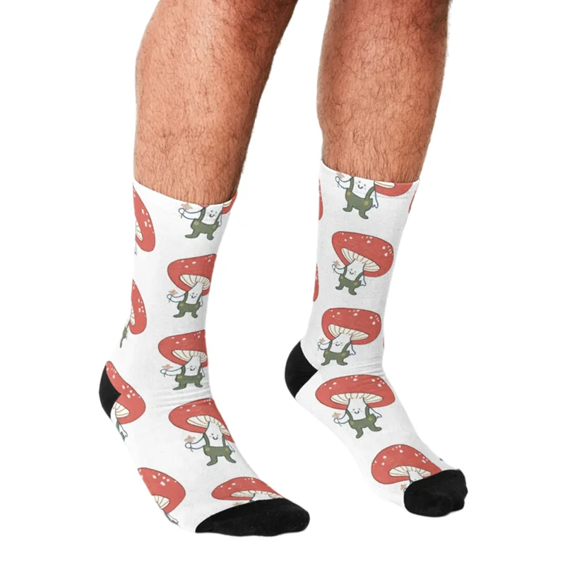 

Funny Men socks Mushroom in My Heart for You Printed hip hop Men Happy Socks cute boys street style Crazy novelty Socks for men