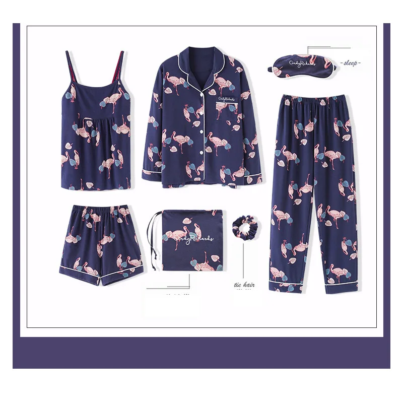 Пижамы женские домашние костюмы из семи частей можно носить Вне с длинными