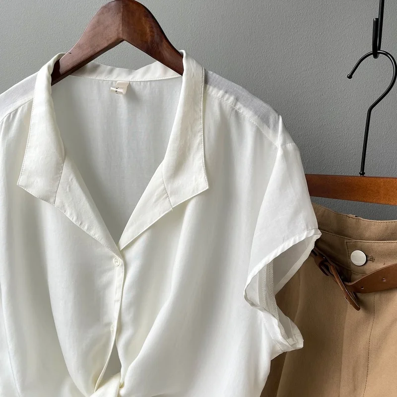 

Women Short Sleeve Loose Shirts Oversize Casual Brief Solid Color Blouses Female Summer Tops 2021 New Fashion