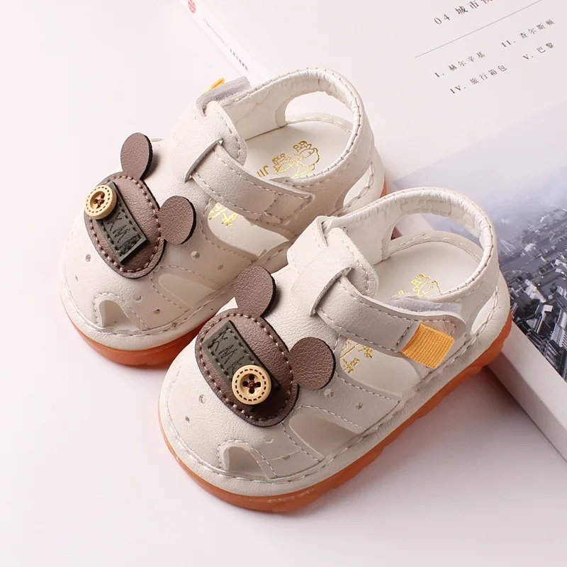Insole 11.5-13.5cm New Summer Sandals Cute Cartoon Crib Shoes for Baby Girl with Sound |