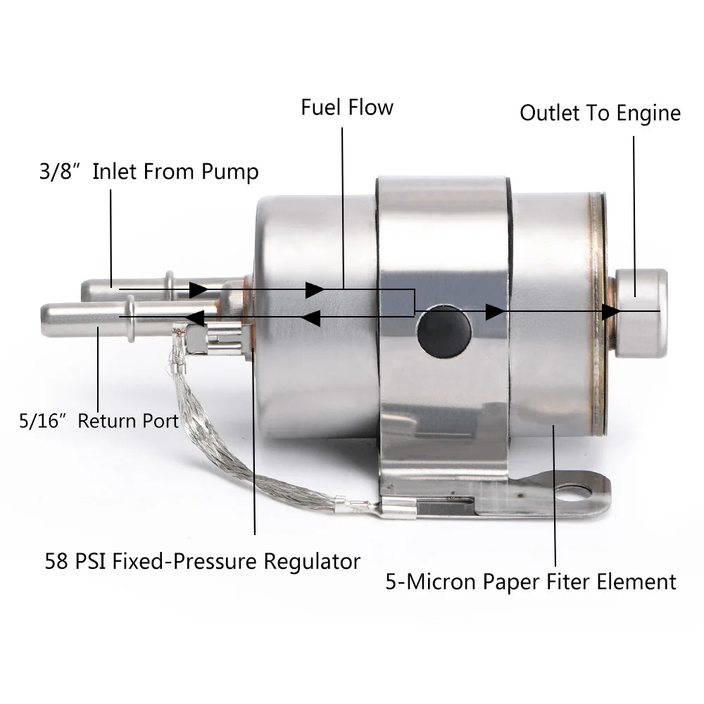 58PSI 6AN до 3/8 '❪N 5/16'' автомобильный топливный фильтр Регулятор топлива