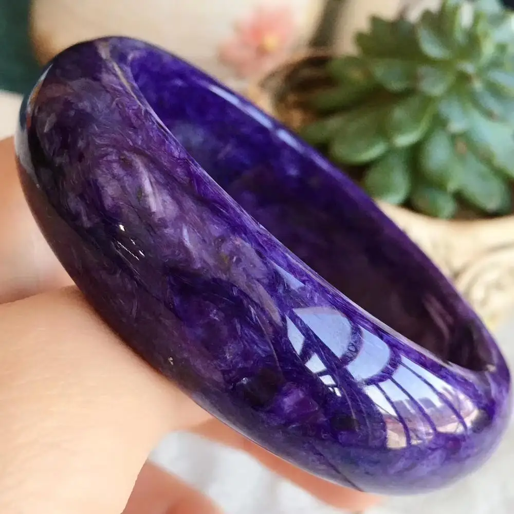 

Natural Purple Charoite Gemstone Beads Bracelet 59mm Crystal Women Bangles For Women Fashion Inner Diameter 58mm AAAAAA