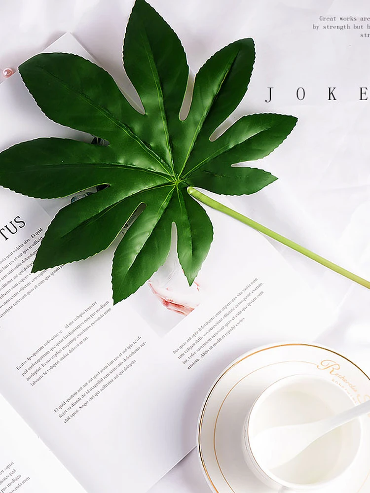 Искусственные растения Monstera пластиковые листья тропической пальмы аксессуары