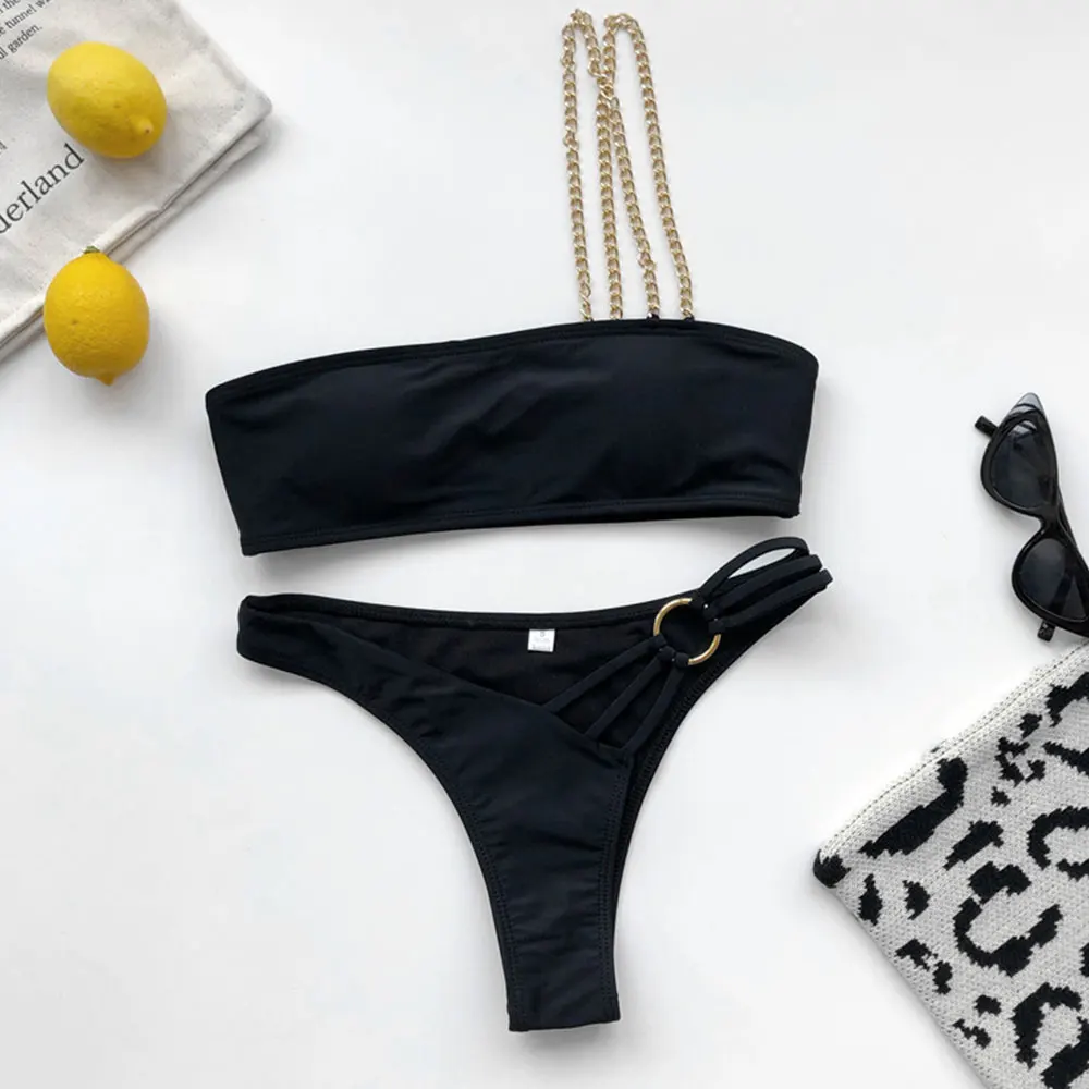 

Woman sexy tube top split bikini thong beach bikini suit summer seaside swimming