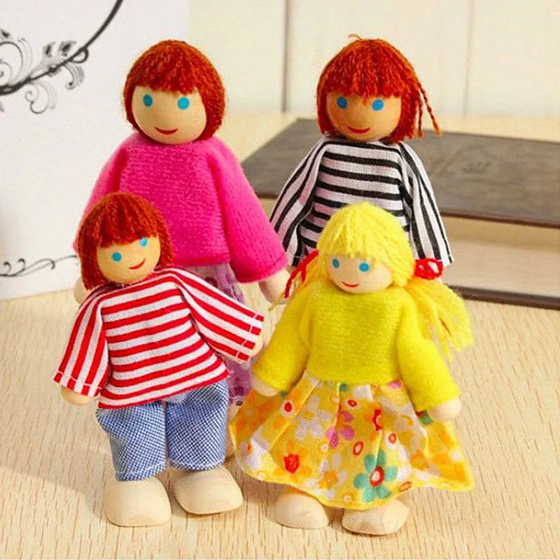 Деревянная миниатюрная игрушка куклы из дерева для семьи детский домик игр