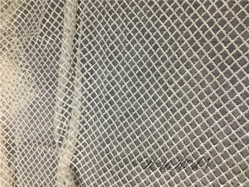 

off white african lace fabric beaded french net tulle mesh lace fabric for wedding gown dress