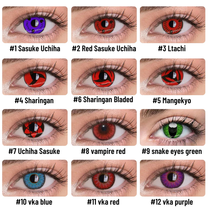 1 пара (2 шт.) год Косплей Шаринган контактные линзы для глаз Цветные Красные Uchiha