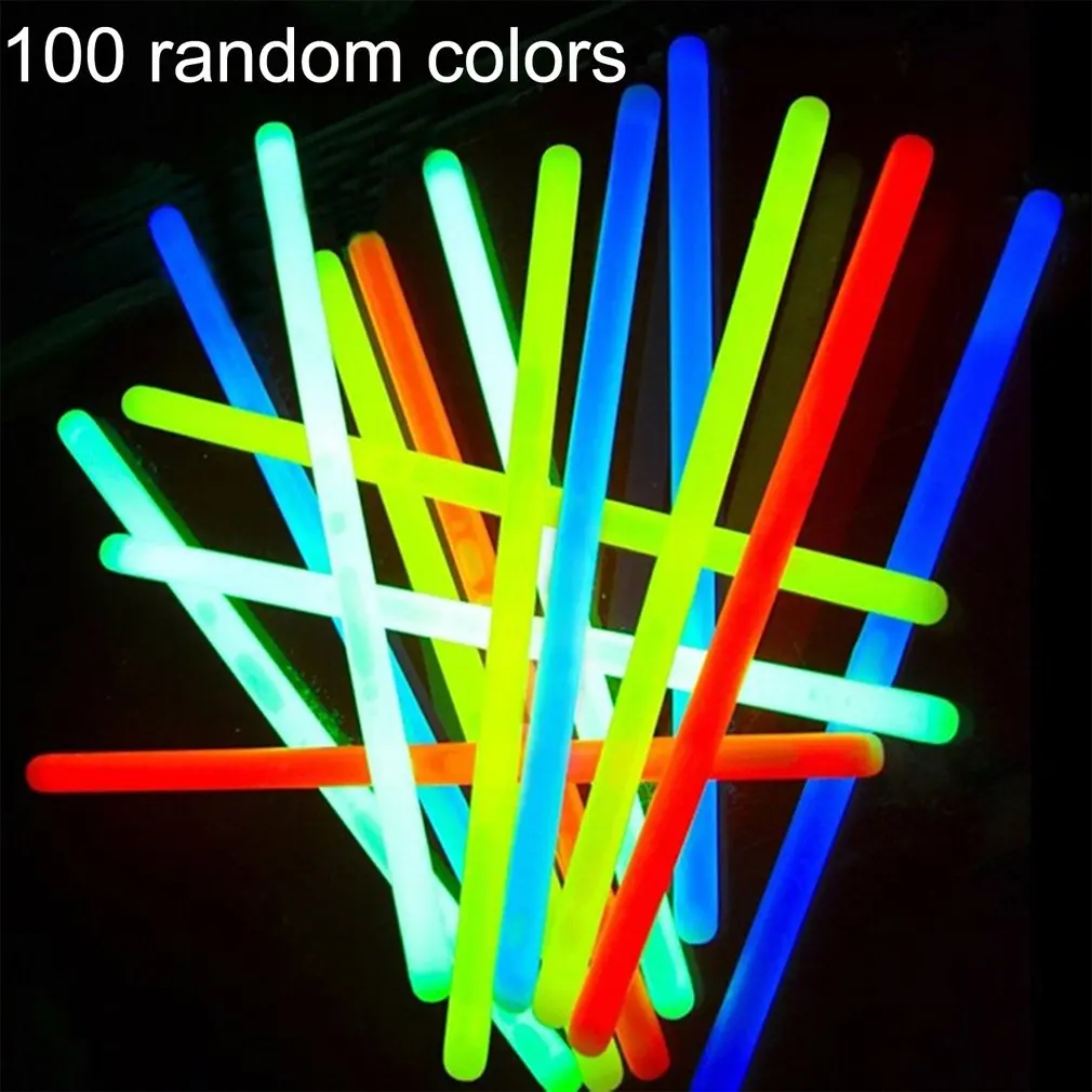 

100 Pcs Glow Sticks Bright Colorful Light Stick Party Fluorescent DIY Necklace Bracelet Neon Event Wedding Concert Glow Sticks