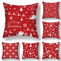 christmas new red snowflake elk print decoration polyester pillowcase for sofa car home decoration accessories