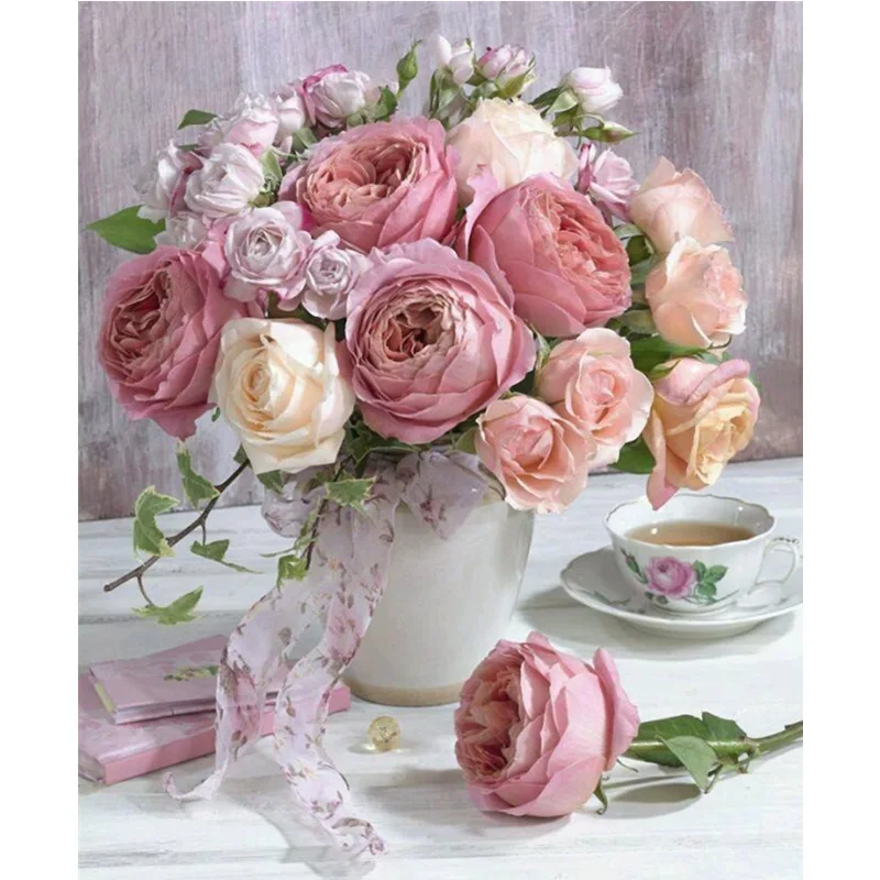 

5D DIY Diamond Painting Flower Cross Stitch Kit Diamond Mosaic Embroidery Rose Full Square Drill Shine Home Decoration Sewing