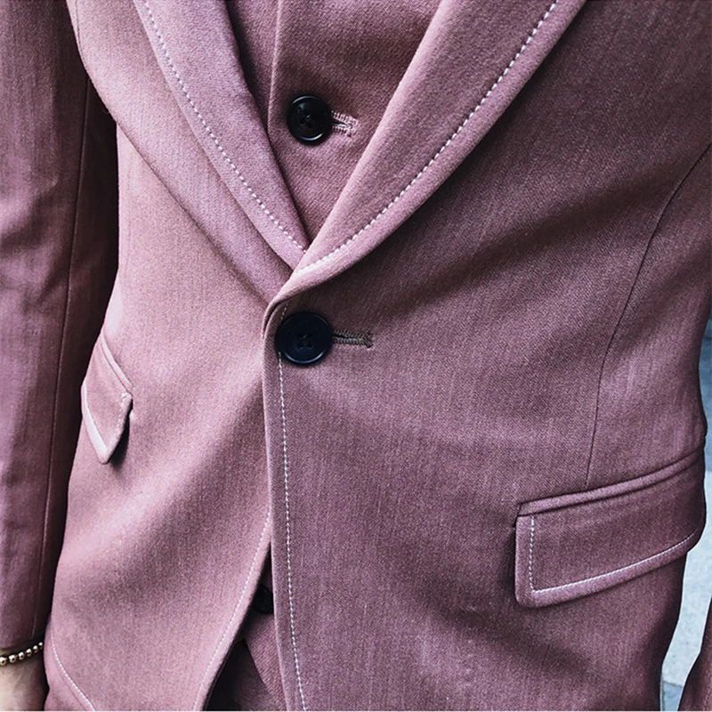 

Plyesxale Spring Autumn Black Gray Khaki Pink Wedding Suits For Men Costume Homme Mariage 3 Piece Casual Suit Formal Wear Q889