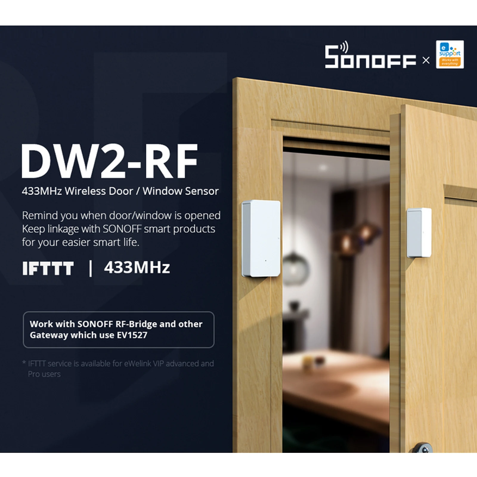 10 шт. SONOFF DW2-RF-433MHZ датчик двери окна Сигнализация RF 433 МГц Беспроводная