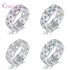 Горячая Распродажа, винтажные 925 пробы, серебряные Потрясающие кольца с кристаллами, красивые полые кольца с цветами для женщин, девушек, жены, модные ювелирные изделия