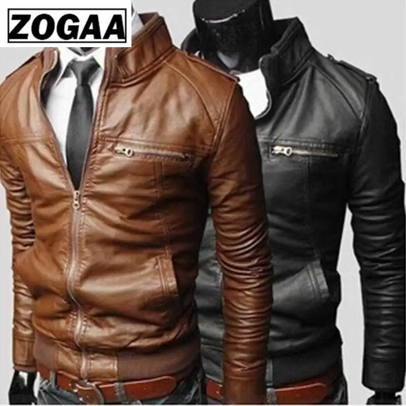 

ZOGAA Men Leather Jackets 2021 Autumn Winter Leather Men Jacket Cool Motorcycle Leather Male Jacket Coat Warm Men's PU Jacket