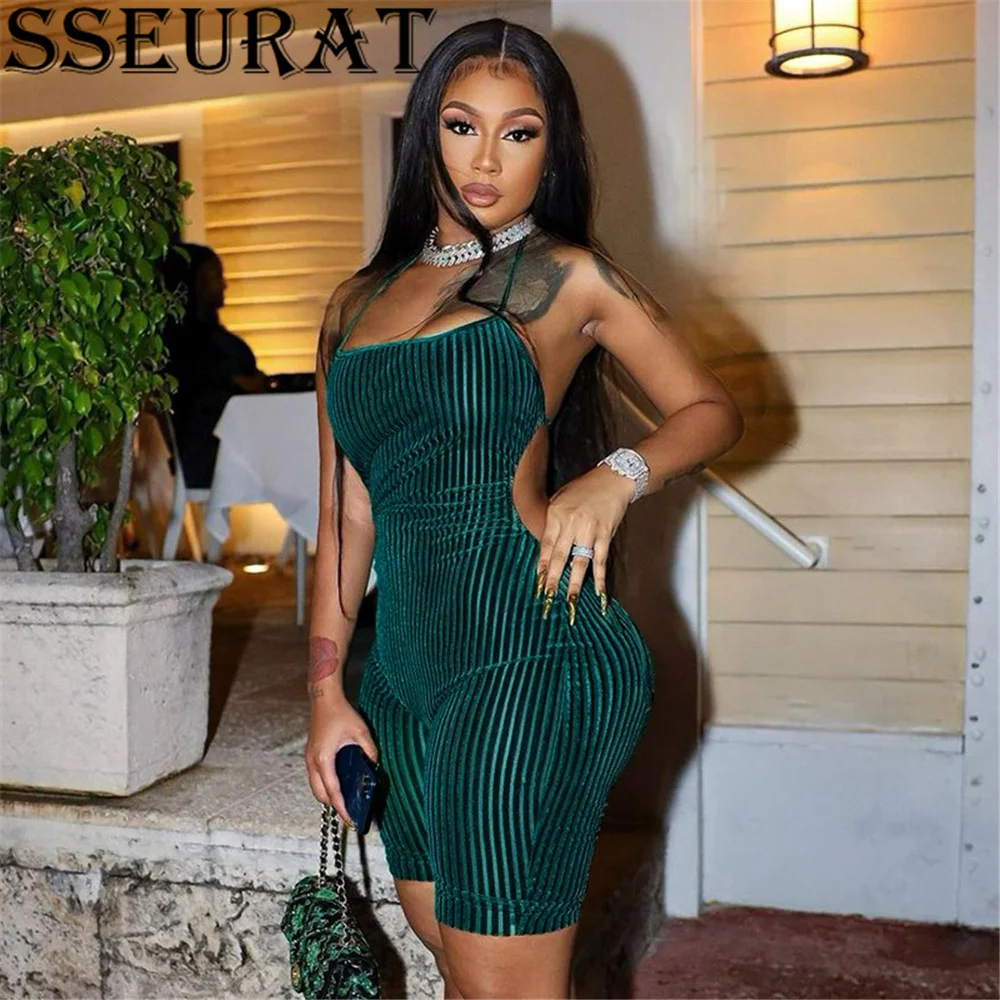 

Женский однотонный комбинезон с лямкой на шее, без рукавов